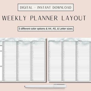 Weekly To Do List Printable, Minimalist Weekly Planner, Weekly Agenda, Week At A Glance, Week On One Page, A4/A5/Letter, planner printable