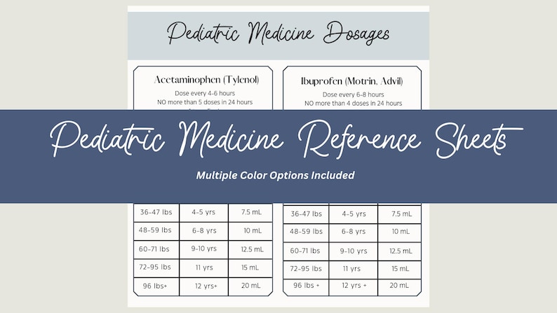 Pediatric Dosage Chart: Medicine Guide for Kids (digital Download) - Etsy