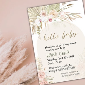 Pampas Baby Shower Invitation Boho Baby Shower Invitation Instant Download Baby Shower Invitation