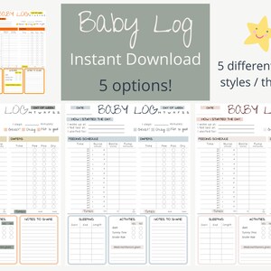 One Page Printable Baby Log Newborn Tracker Nanny Log - Etsy