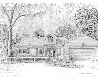 Hand Drawn Pen and Ink Custom Home Portraits - Etsy