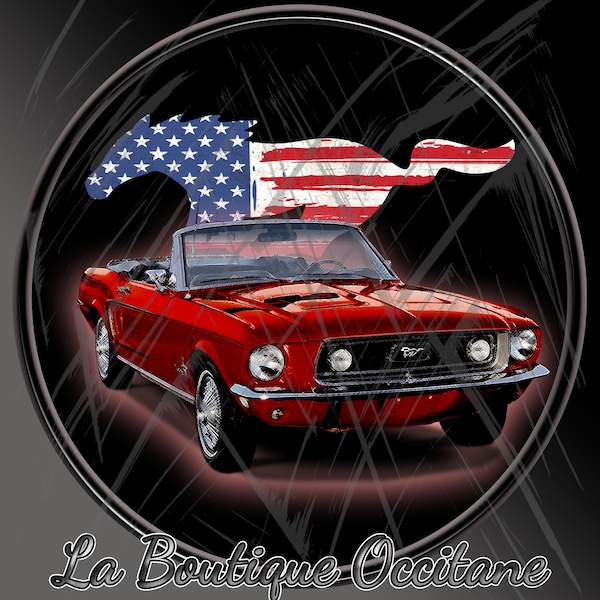 Muscles Cars voitures Américaines Drapeau Amérique cheval au galop USA Patriote Patriote Design Numérique Png