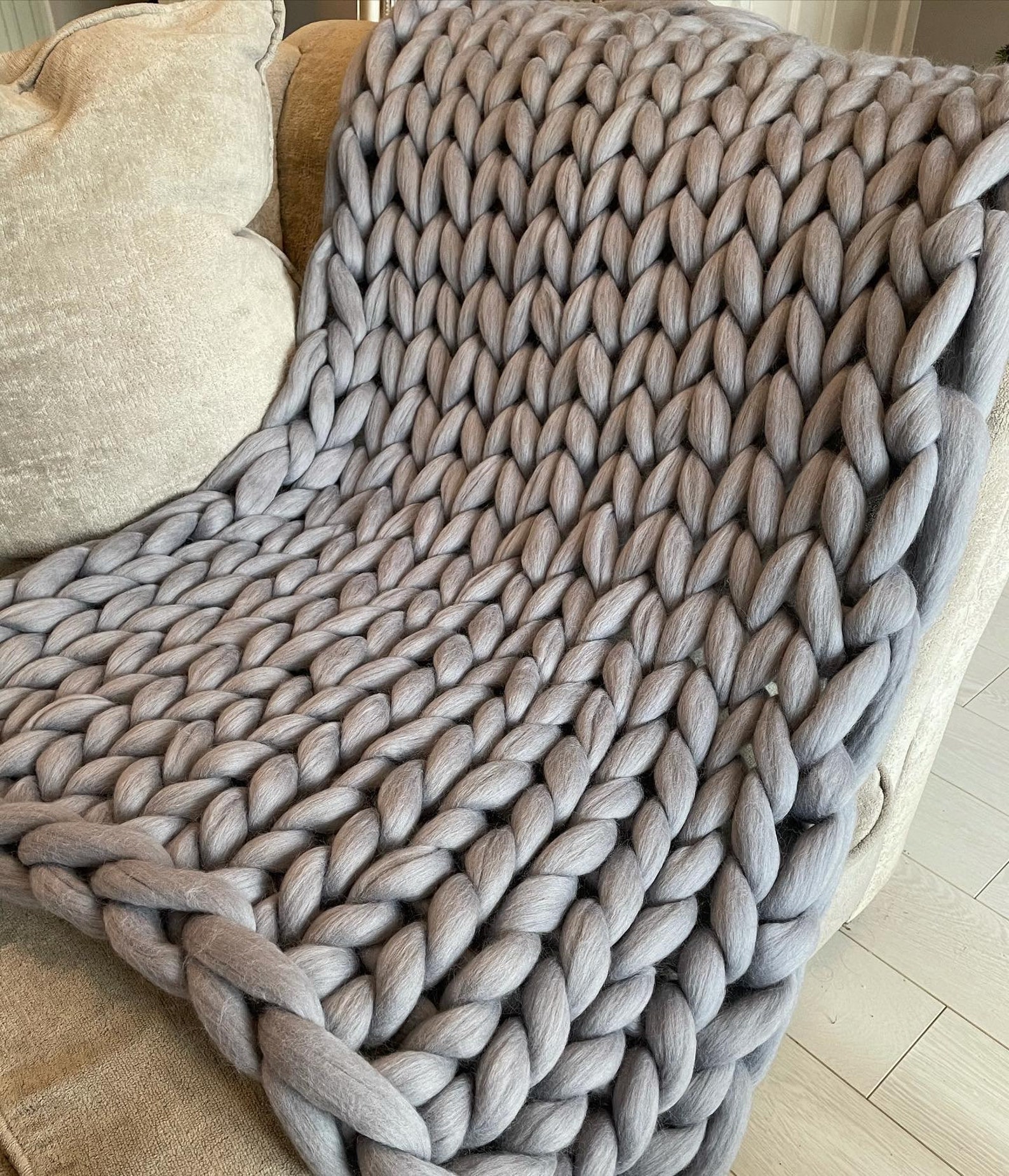 Chunky Knit Blanket 100 Merino Wool Chunky Throw Hand Made Etsy