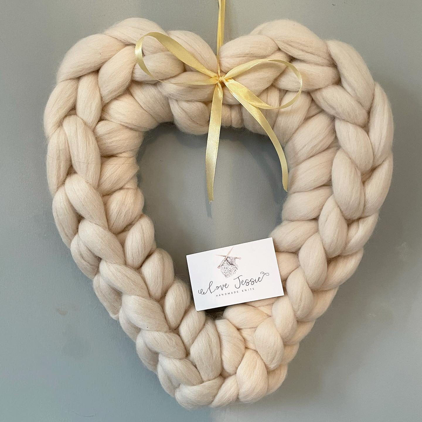 Chunky Knit Heart Wreath approx 14inch Wall decor Etsy