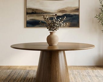 The Harper | Round Oak Pedestal Table // Rustic // Modern // Farmhouse // custom dining table // 5ft 6ft // round table