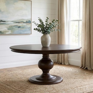 The Florence | 60" Round Oak Pedestal Dining Room Table // Farmhouse // Rustic // Modern