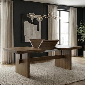 The Orion | Extension Trestle Oak Dining Table // Farmhouse // Dining Room Table // Modern // Rustic // Extendable // 6ft 7ft 8ft 9ft 10ft