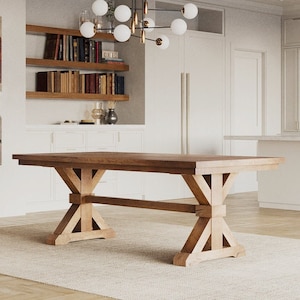The Viking | Extension Dining Table // Trestle Leg // Farmhouse Dining Room Table // Modern // Rustic // Extendable