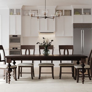 The Arcadia Dining Table // Large Turned Leg // Modern Dining Room Table // Farmhouse // Rustic Espresso