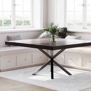 The Artisan Industrial Pedestal Square Table // Metal Pedestal // Spider Base // Modern Dining Room Table image 7