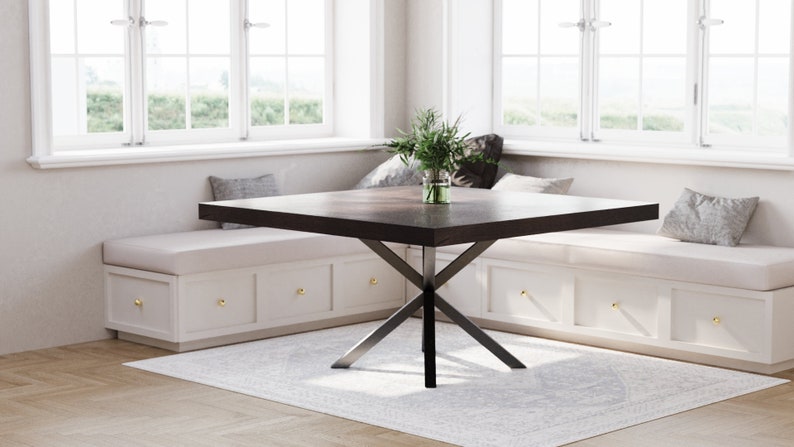 The Artisan Industrial Pedestal Square Table // Metal Pedestal // Spider Base // Modern Dining Room Table image 7