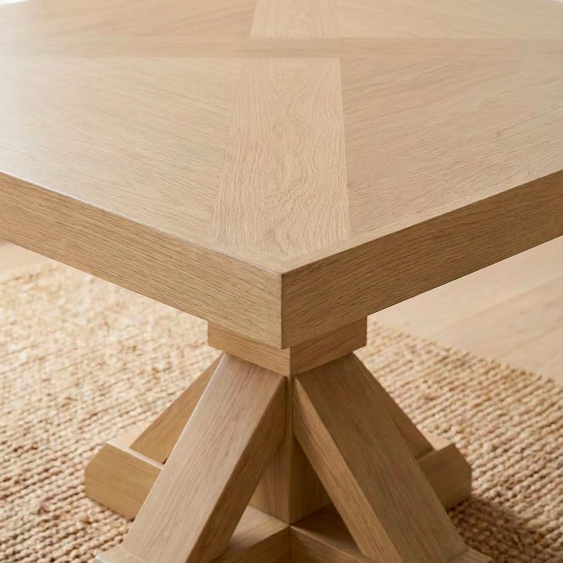 Mesa de comedor Vikinga / cuadrada con pedestal // Moderna // Estilo granja // Rústica // Madera maciza // Cocina // Rincón de desayuno // 1,6 m x 1,8 m imagen 12