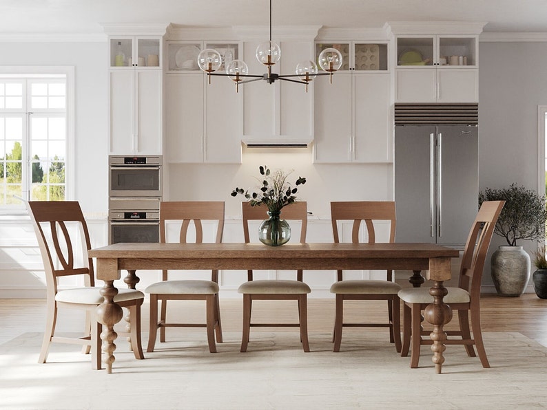 The Arcadia Dining Table // Large Turned Leg // Modern Dining Room Table // Farmhouse // Rustic Driftwood