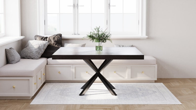 The Artisan Industrial Pedestal Square Table // Metal Pedestal // Spider Base // Modern Dining Room Table image 2