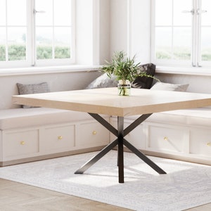 The Artisan Industrial Pedestal Square Table // Metal Pedestal // Spider Base // Modern Dining Room Table image 9