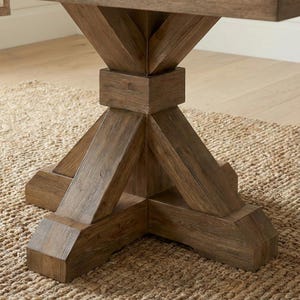 Mesa de comedor Vikinga / cuadrada con pedestal // Moderna // Estilo granja // Rústica // Madera maciza // Cocina // Rincón de desayuno // 1,6 m x 1,8 m imagen 3