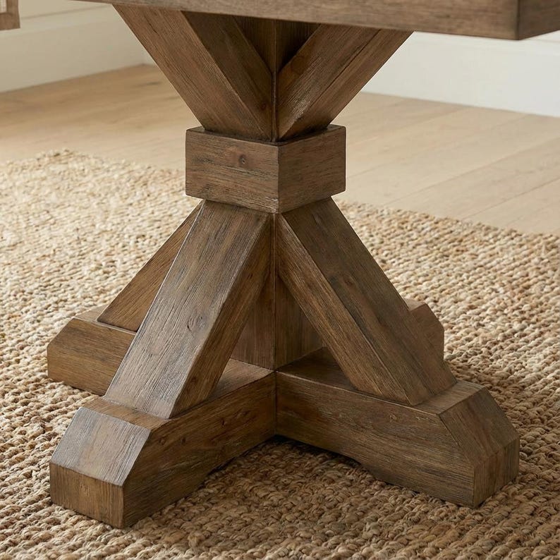 Mesa de comedor Vikinga / cuadrada con pedestal // Moderna // Estilo granja // Rústica // Madera maciza // Cocina // Rincón de desayuno // 1,6 m x 1,8 m imagen 3