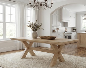The Madeira | Extension Dining Table // Trestle Leg // Farmhouse Dining Room Table // Modern // Rustic // Extendable