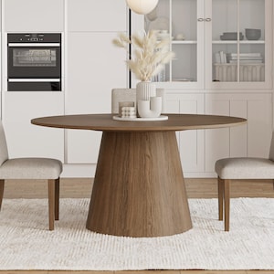 The Harper | Round Oak Pedestal Table // Rustic // Modern // Farmhouse // custom dining table // 5ft 6ft // round table