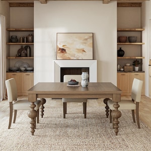 The Arcadia | Square Oak Dining Room Table // Modern // Farmhouse // Rustic // Oak Turned Leg Table // 5ft 6ft custom square table