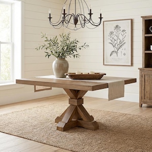 Mesa de comedor Vikinga / cuadrada con pedestal // Moderna // Estilo granja // Rústica // Madera maciza // Cocina // Rincón de desayuno // 1,6 m x 1,8 m Driftwood