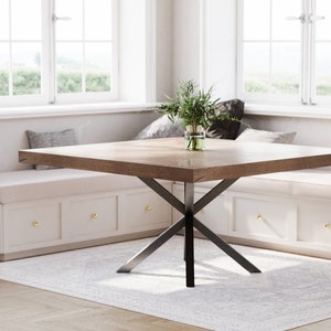 The Artisan Industrial Pedestal Square Table // Metal Pedestal // Spider Base // Modern Dining Room Table image 8
