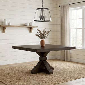 Mesa de comedor Vikinga / cuadrada con pedestal // Moderna // Estilo granja // Rústica // Madera maciza // Cocina // Rincón de desayuno // 1,6 m x 1,8 m imagen 15