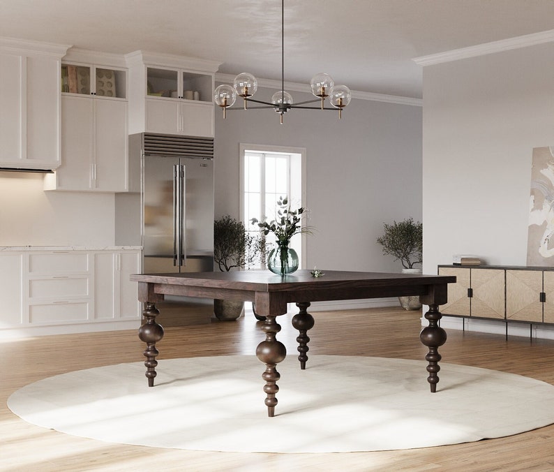The Arcadia Turned Leg Dining Room Table Square // Modern // Farmhouse