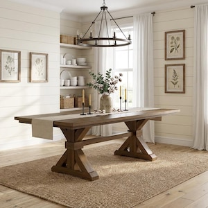 The Viking | Oak Trestle Table // Farmhouse Dining Room Table // Modern // Rustic // 6ft 7ft 8ft // contemporary // Custom color