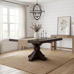 Mesa de comedor Vikinga / cuadrada con pedestal // Moderna // Estilo granja // Rústica // Madera maciza // Cocina // Rincón de desayuno // 1,6 m x 1,8 m imagen 14