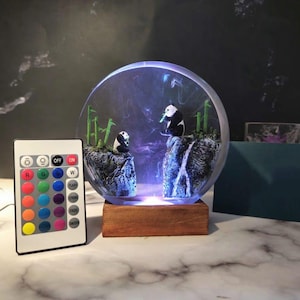 Christmas Gift, Halloween Gift, Customer Panda Lamp, Panda Figure, Night light, Epoxy resin lamp, Resin lamp, Gift for kids, Kung fu Panda