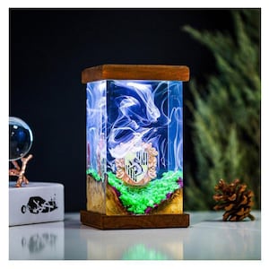 Lámpara de epoxi de la casa Slyth Erin, Gryffindor, Ravenclaw y Hufflepuff - Escuela Hogwarts, lámpara de resina personalizada, luz nocturna de Harry Potter.
