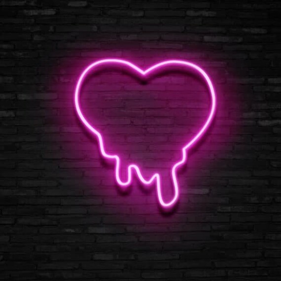 Heart Neon Sign Dripping Heart Neon Light Sign Led Neon - Etsy