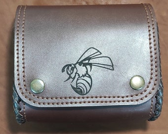 HORNET BEE BAG,Cosmetic Bag, Bee Pouch,Genuine Leather Bag,Personalized gift,handmade bag,customized boyfriend gifts, Ocean Animal,Your Logo