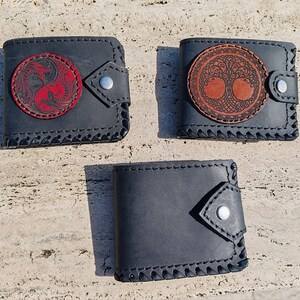 DISPONIBLE CARTERA personalizada de CUERO, indio, Scull, regalo para él ella, bifold, billetera de regalo, embrague, hecho a mano, Portafoglio, titular de la tarjeta imagen 2