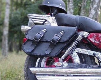 Handmade Leather Motorcycle Saddle Bag, Sportster Luggage, Chopper Side Bag