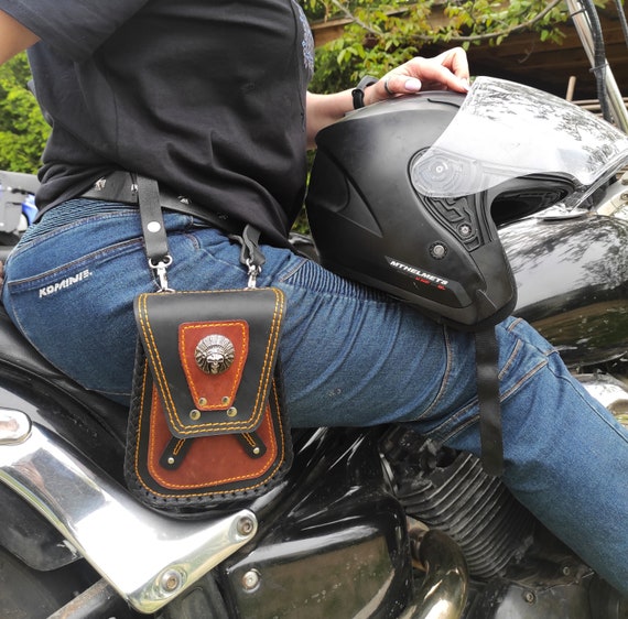 LEATHER HIP BAG, Motorcycle Hip Bag, Leg Bag, Indian Bag, Chopper Bag,  Biker Bag, Cycling Bag, Mototrcycle Pouch, Gift for Him, My Hip Bag 