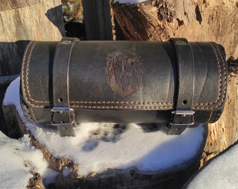 Leather Motorcycle Tool Bag, Biker Saddlebag, Old School Chopper Bag