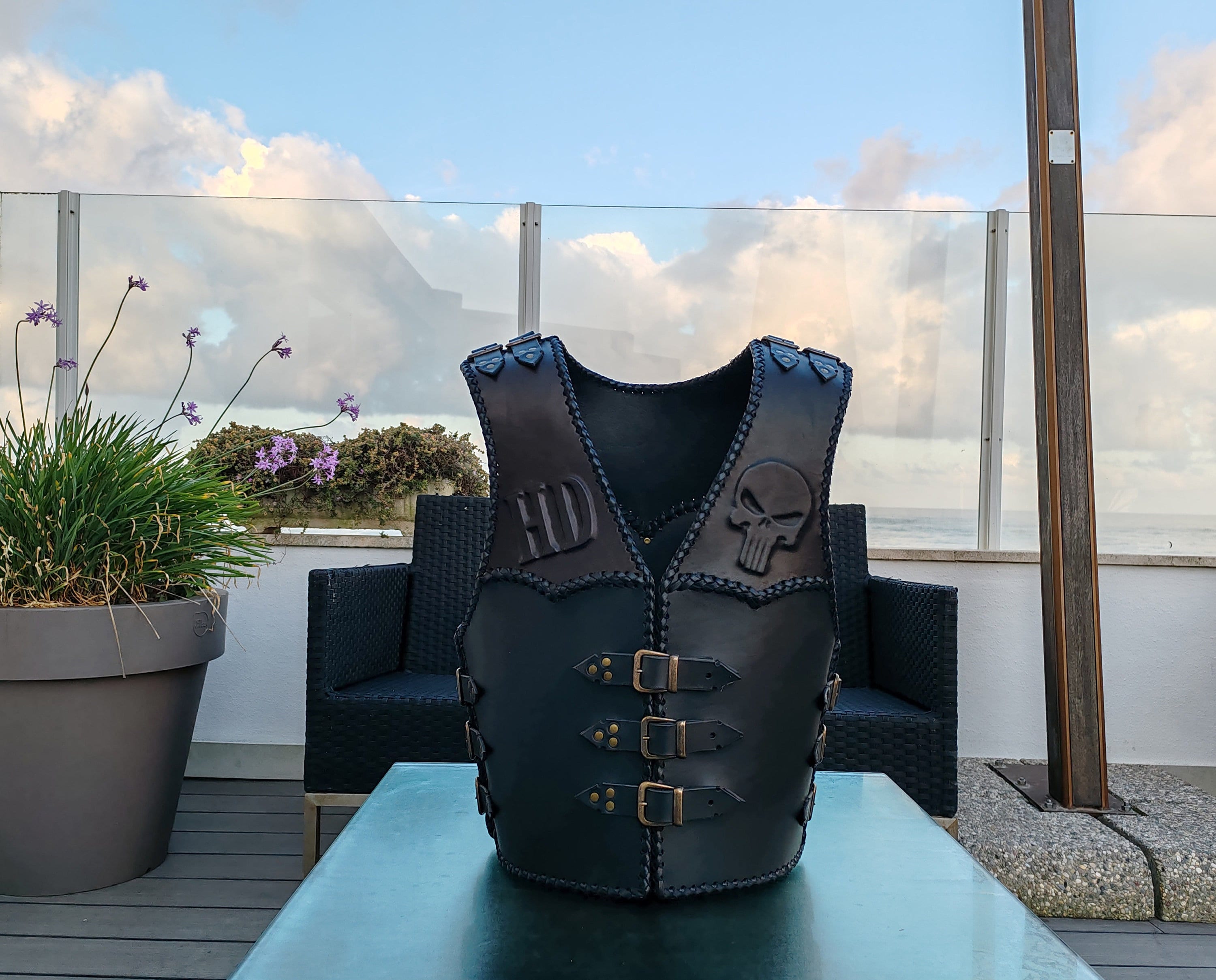 MOTORCYCLE LEATHER VEST, Chopper Vest, Biker Leather Vest