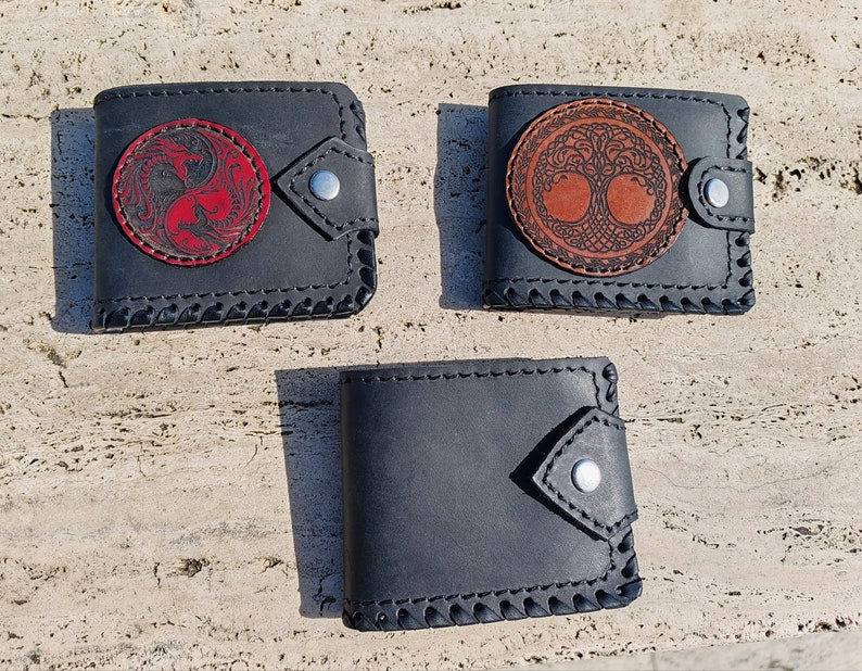 AVAILABLE LEATHER Custom WALLET, Indian, Scull, Gift For Him Her, Bifold, Gift Wallet, Clutch, Handmade Crafted, Portafoglio, Card Holder image 2