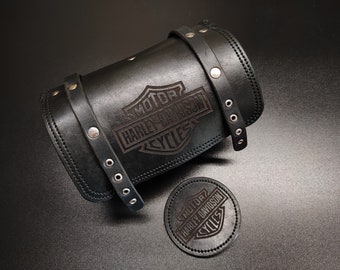 Harley-Davidson Chopper Leather Tool Bag, Motorcycle Fork Roll Bag