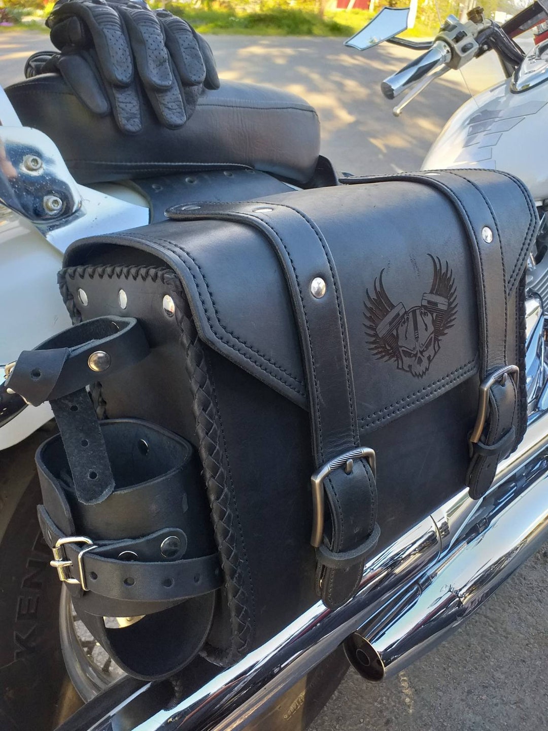 chopper with saddlebags