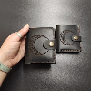 CARTERA DE CUERO LUNA, billetera bifold, billetera hombre, billetera mujer, regalo mujer, regalo hombre, regalo mujer, comprar billetera, billetera fantasia, minimalista, clutch
