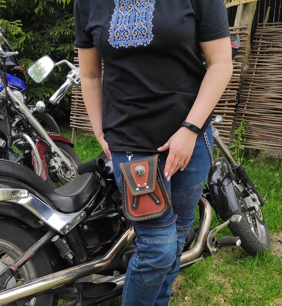 LEATHER HIP BAG, Motorcycle Hip Bag, Leg Bag, Indian Bag, Chopper Bag,  Biker Bag, Cycling Bag, Mototrcycle Pouch, Gift for Him, My Hip Bag 