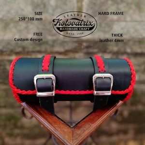 MOTORCYCLE LEATHER BAG, Fork Bag, Tool Bag, Leather Pouch, Chopper Bag, Custom Logo, Tool Bag, Gift for Him, Cycling Bag, Bag for my bike