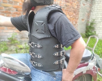 MOTORCYCLE LEATHER VEST, Biker vest, Cycling vest, gift leather men, leather jacket, motorcycle armor, handmade vest, chopper vest, custom