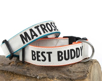 Personalized dog collar with desired print made of canvas | with dog's name or phone number | individual & unique