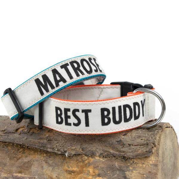 Personalized dog collar with desired print made of canvas | with dog's name or phone number | individual & unique