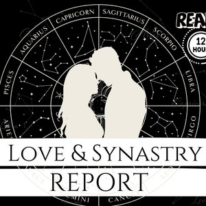Lectura de astrología, lectura de sinastría, informe de sinastría, informe de relaciones, informe de signos del zodíaco, análisis de sinastría, lectura de alma gemela, en profundidad