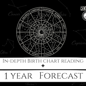 Lectura detallada de la carta natal + Lectura de astrología Pronóstico de 1 año, lectura de la carta natal, predicción futura, análisis de la carta natal, 24 horas